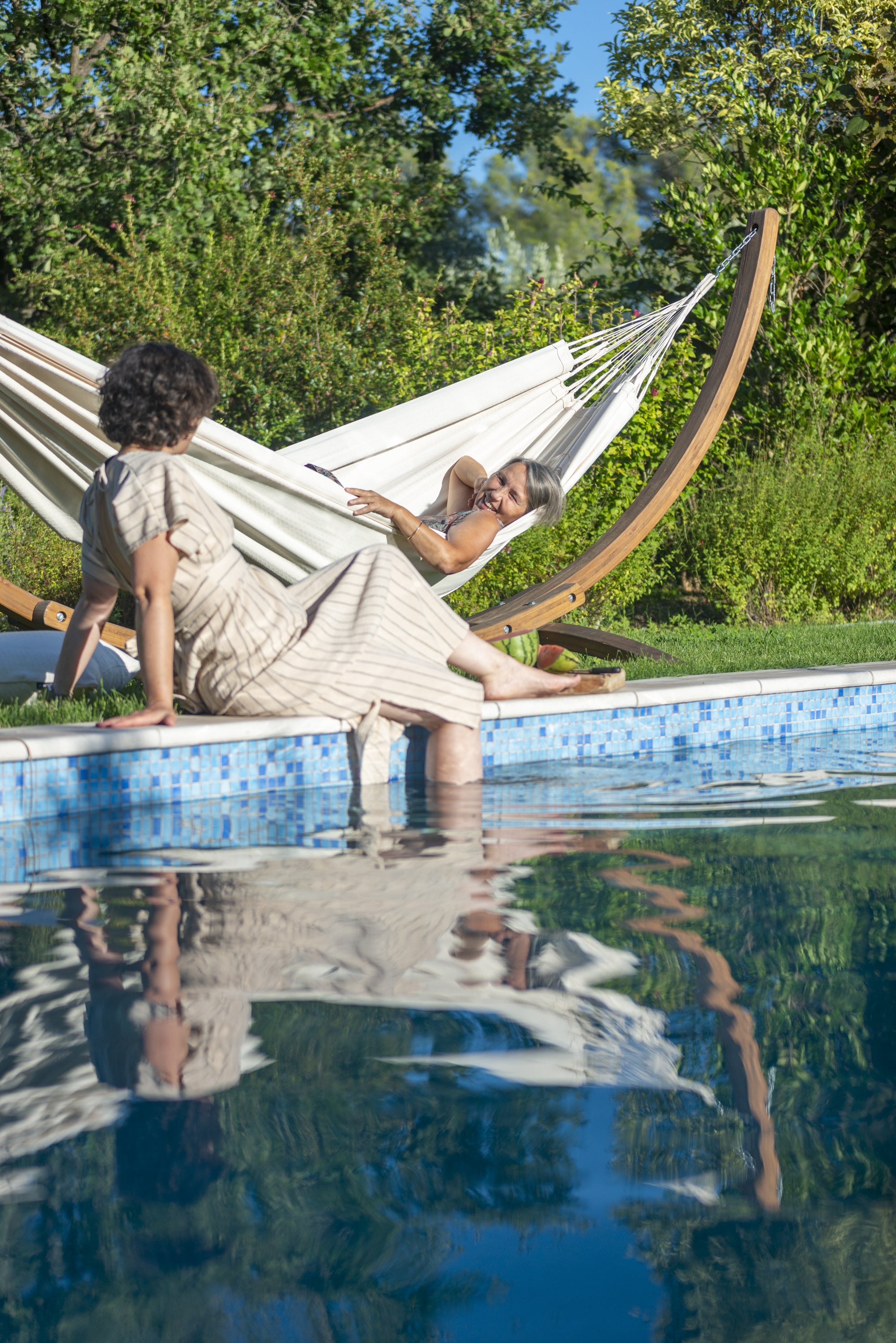 Hamaca doble para jardín y terraza Modesta Latte - La Siesta