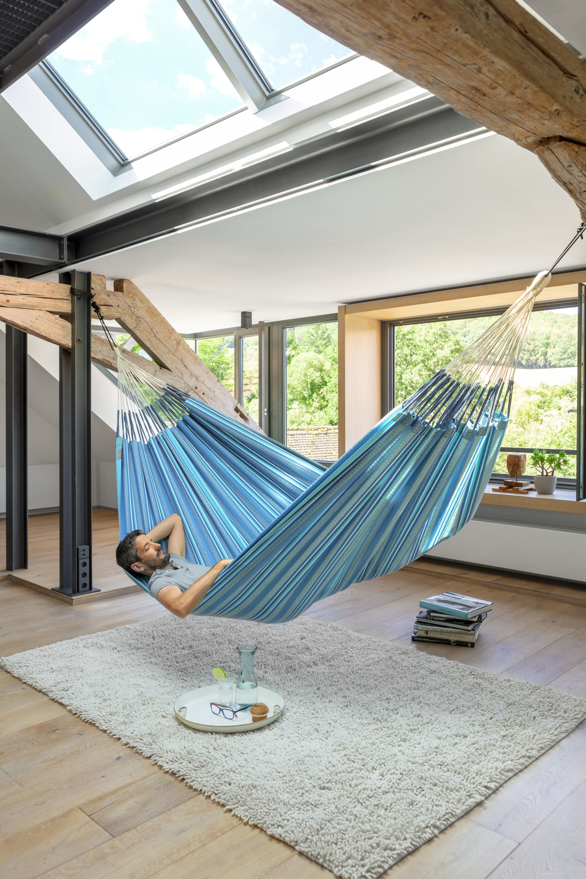 Hamaca Kingsize para jardín y terraza Modesta Azure - La Siesta