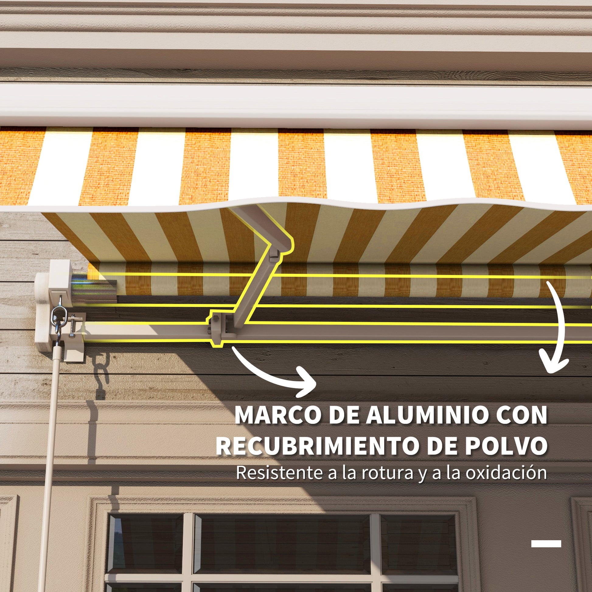 Outsunny Toldo Manual Retráctil 350x250 cm, Toldo Exterior Terraza con Ángulo Ajustable, Brazo Articulado, Montaje a Pared, Estructura de Aluminio, Anti-UV e Impermeable, para Jardín, Naranja