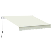 Outsunny Toldo Manual Retráctil 395x245 cm Toldo para Balcón con Manivela de Metal Impermeable y Anti-UV Toldo Enrollable de Exterior para Jardín Terraza Ventanas Blanco