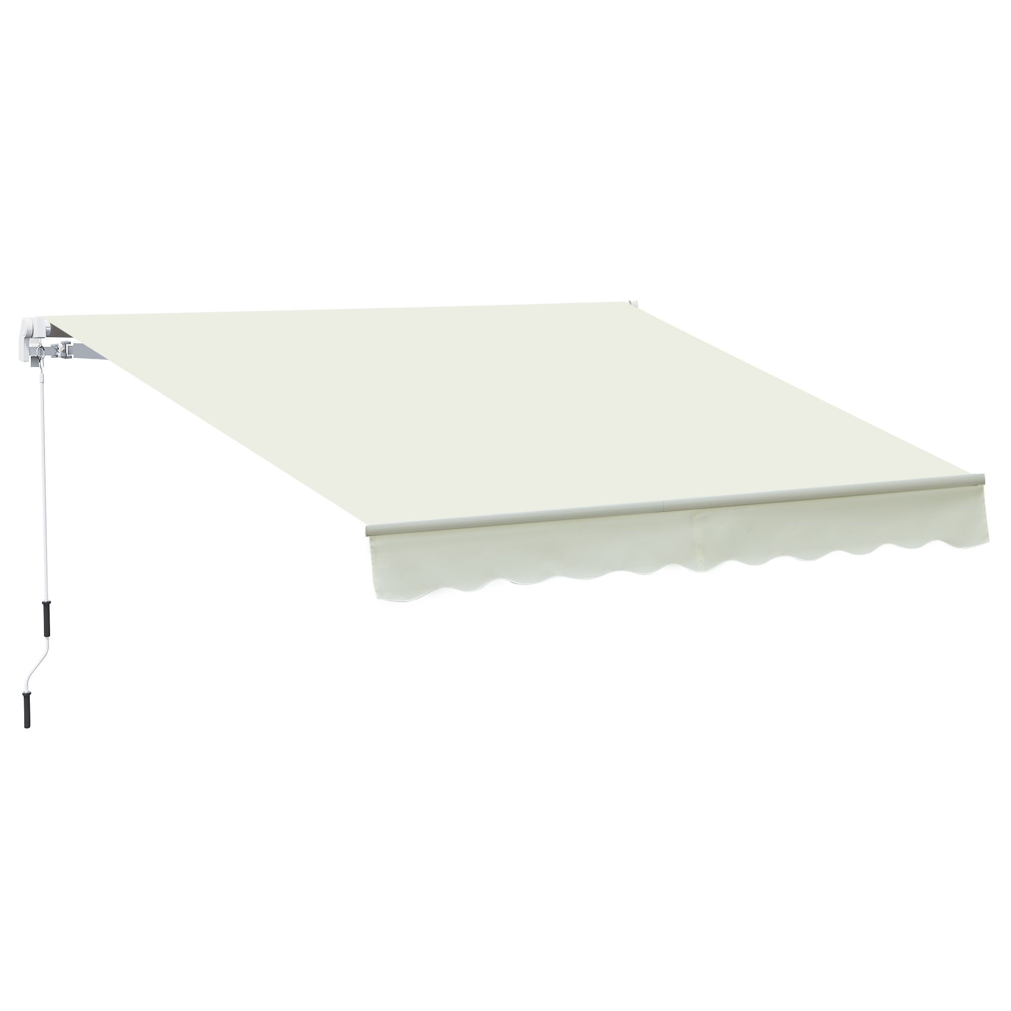 Outsunny Toldo Manual Retráctil 395x245 cm Toldo para Balcón con Manivela de Metal Impermeable y Anti-UV Toldo Enrollable de Exterior para Jardín Terraza Ventanas Blanco