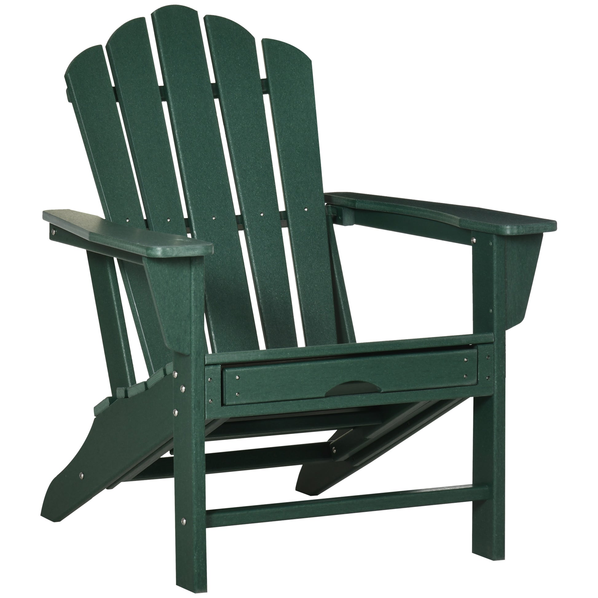 Outsunny Silla Adirondack con Reposapiés Silla de Jardín de HDPE con Reposabrazos y Respaldo Alto para Terraza Balcón Exterior Carga 120 kg 78x135x95 cm Verde Oscuro