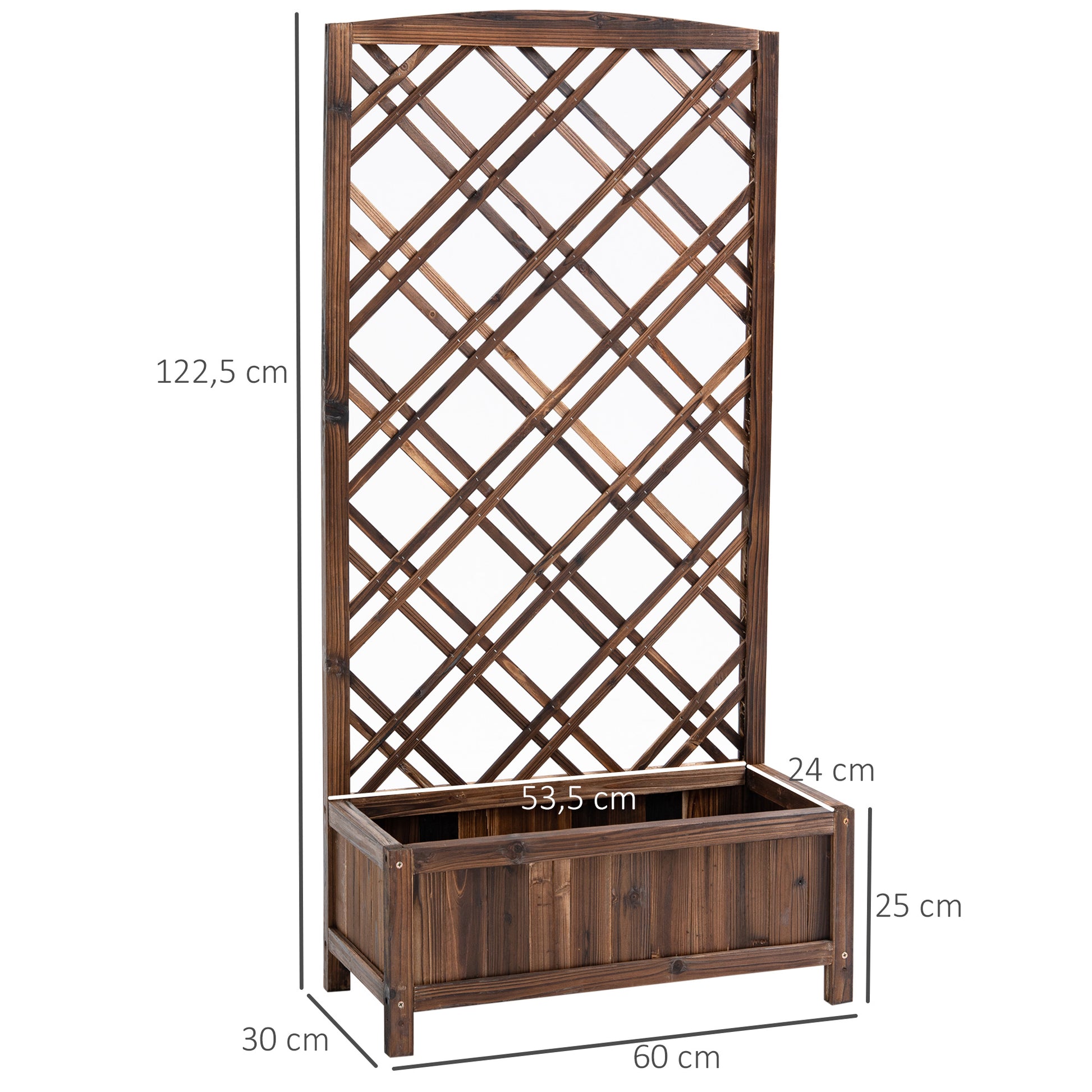Outsunny Jardinera con Enrejado Jardinera con Celosía de Madera Macetero con Soporte para Trepadora Cultivos Plantas en Exterior Terraza Jardín Balcón 60x30x122,5 cm Marrón
