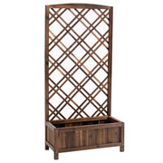 Outsunny Jardinera con Enrejado Jardinera con Celosía de Madera Macetero con Soporte para Trepadora Cultivos Plantas en Exterior Terraza Jardín Balcón 60x30x122,5 cm Marrón