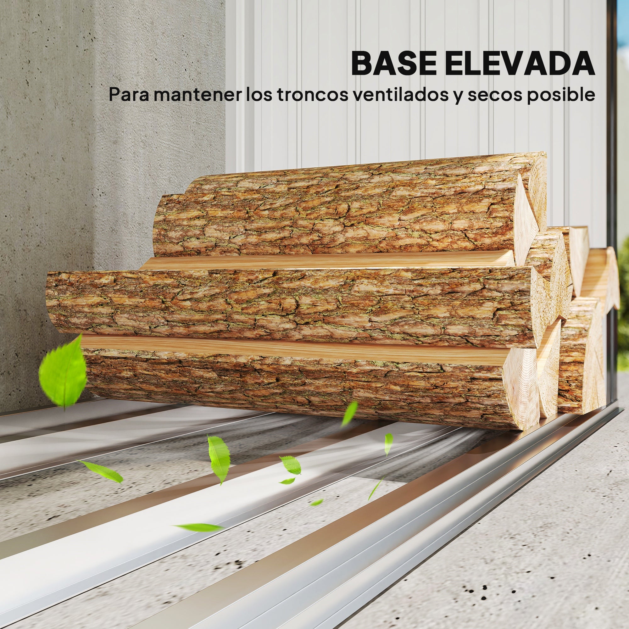 Outsunny Casetilla para Leña de Acero Galvanizado, Cobertizo Leñero Exterior de Almacenamiento de Troncos, con Base Elevada y Techo Inclinado, 213x66,5x150 cm, Gris Oscuro