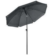 Outsunny Sombrilla de Playa Grande Ø180 cm Sombrilla de Terraza Exterior con Ángulo Ajustable Protección UV50+ Impermeable Mástil de Ø32 mm Gris Oscuro