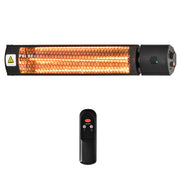 Outsunny Calefactor Exterior de Pared 1000/2000W Calefactor Eléctrico de Baño por Infrarrojo con Mando a Distancia 2 Niveles de Calor Ángulo Ajustable Protección IP55 Aluminio 67,5x10,5x7 cm Negro