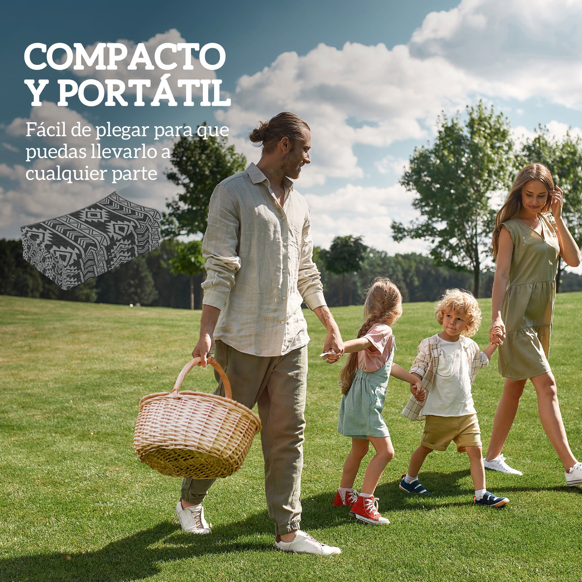 Outsunny Alfombra de Exterior, 182x274 cm, Alfombra Reversible con Patrón Geométrico, Impermeable, Anti-UV, para Terraza, Balcón, Patio, Camping, Viajes en Autocaravana, Negro y Gris Claro