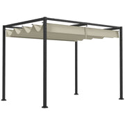 Outsunny Pérgola 3x2 m Cenador de Jardín Pabellón de Diseño Elegante con Techo Retráctil de Poliéster con Recubrimiento Resistente Anti-UV Impermeable para Celebraciones Fiestas Bodas Crema