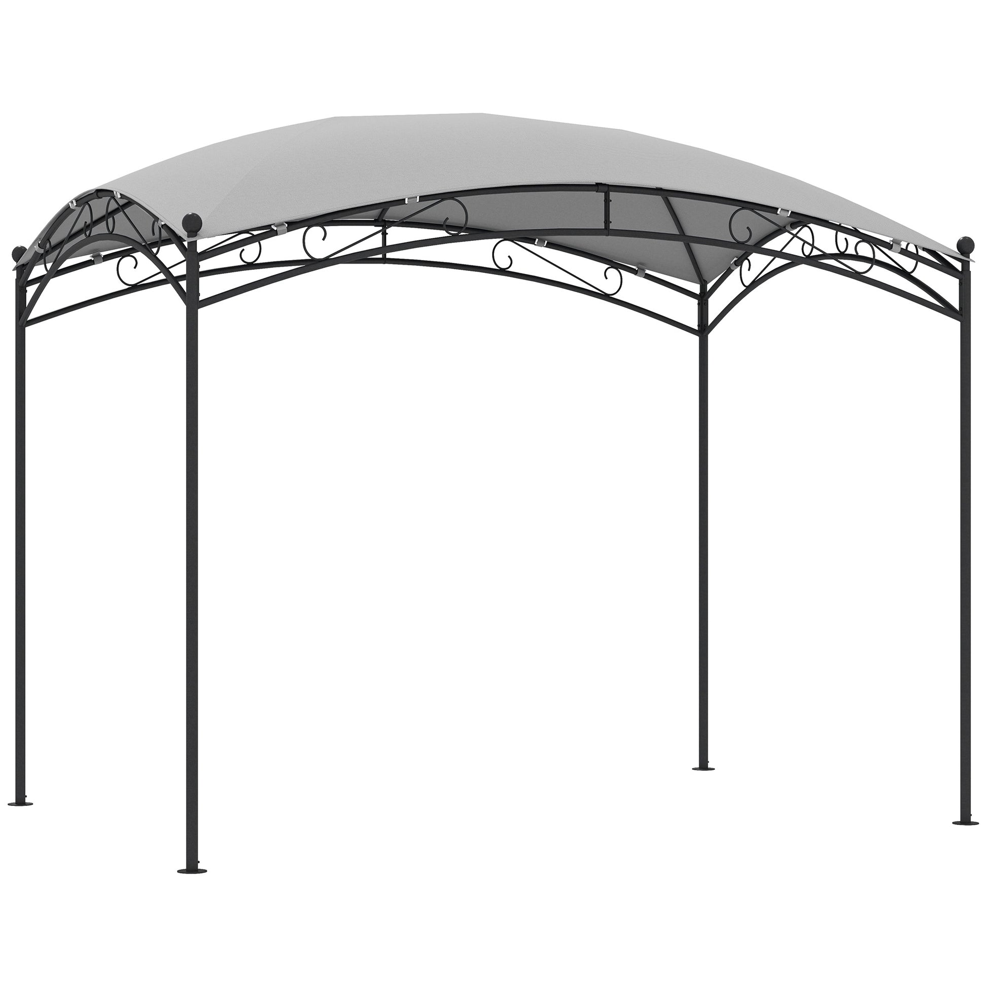 Outsunny Cenador para Jardín 3x2 m Pérgola de Jardín Gazebo con Cúpula Elegante y Estructura Metálica Impermeable Carpa para Exterior Terraza Patio Gris