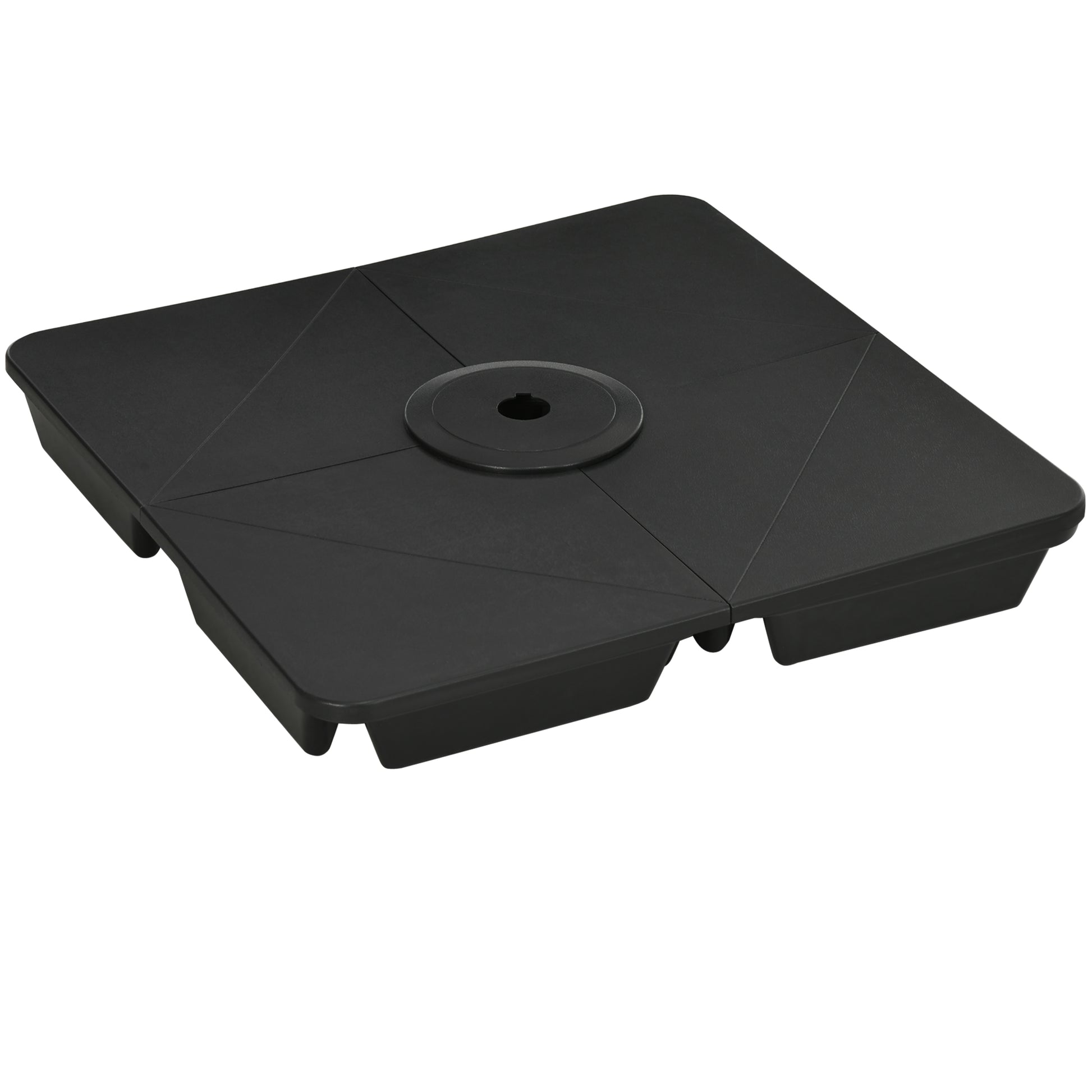 Outsunny Pesos para Base de Sombrilla en Voladizo de 4 Piezas Rellenable de Arena 120 kg o Agua 160 kg para Sombrilla de Plátano Base Cruzada 90x90x10,5 cm Negro