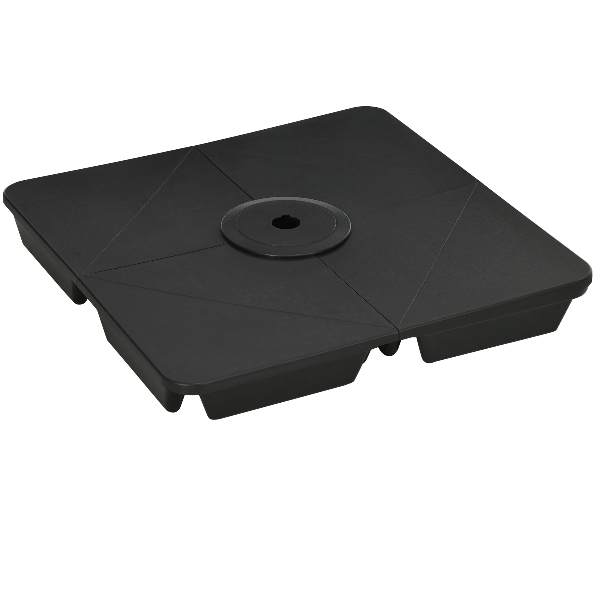 Outsunny Pesos para Base de Sombrilla en Voladizo de 4 Piezas Rellenable de Arena 120 kg o Agua 160 kg para Sombrilla de Plátano Base Cruzada 90x90x10,5 cm Negro