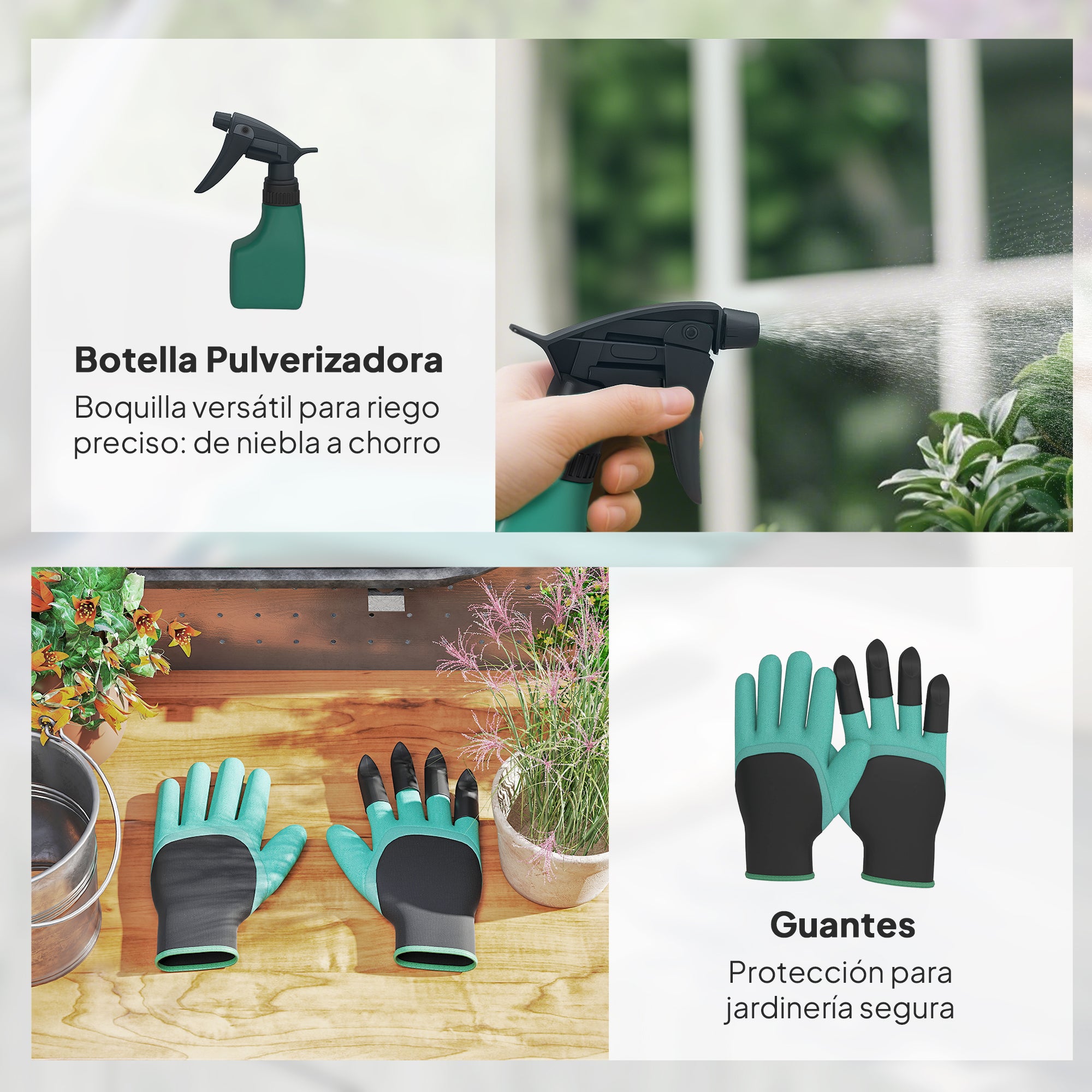 Outsunny Juego de Herramientas para Jardín de 9 Piezas Robusta Juego de Herramientas Jardinería de Aluminio con Tijeras de Podar con Bloqueo Seguro y Bolsa de Jardín Ligera para Mujeres y Hombres