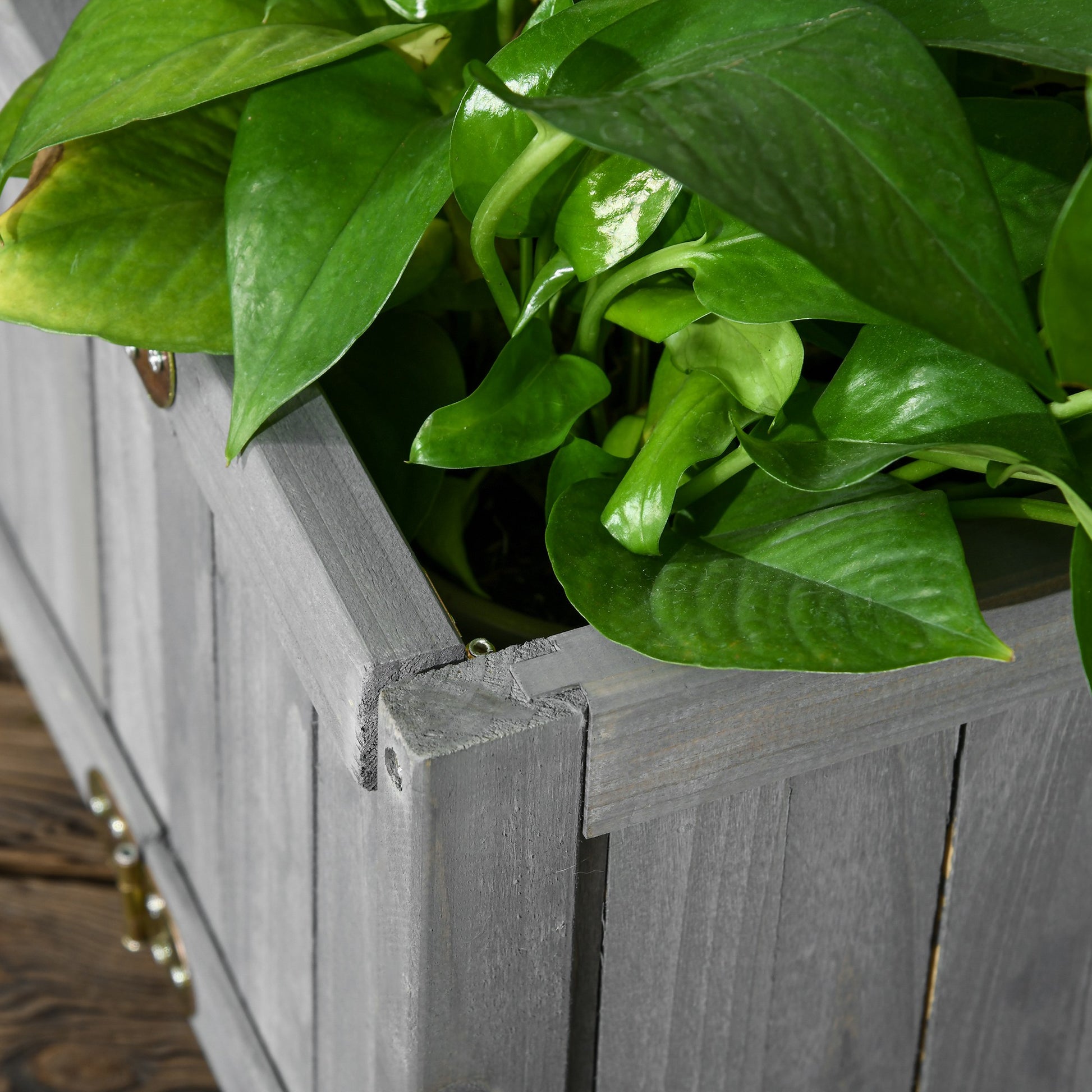 Outsunny Jardinera de Madera Plegable Jardinera Elevada para Cultivos Verduras Flores en Exterior Patio Balcón Terraza 70x30x25 cm Gris