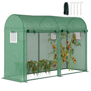 Outsunny Invernadero 300x100x200 cm Caseta de Jardín Invernadero con 4 Ventanas y 2 Puertas para Cultivos Plantas Flores de PE y Acero Verde
