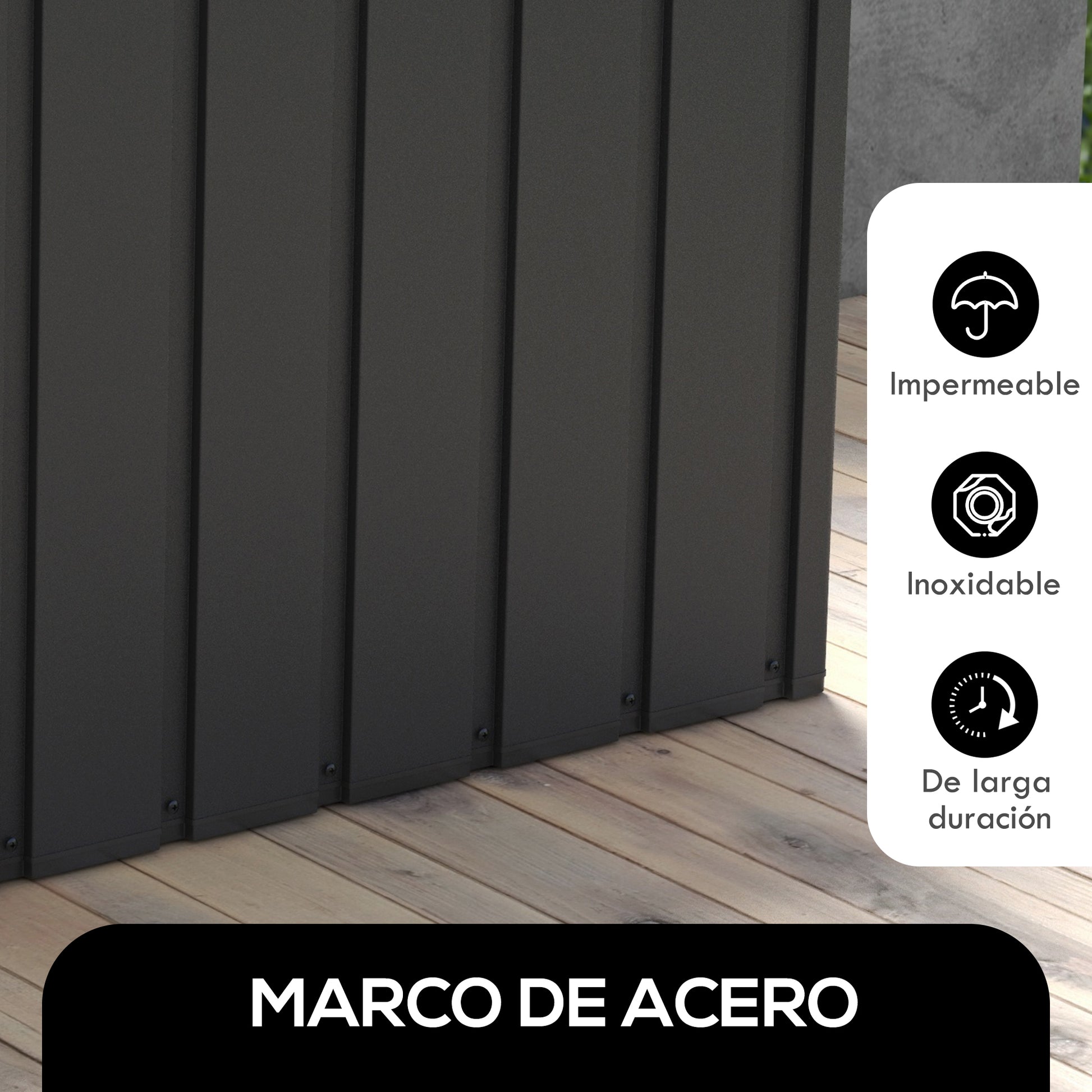 Outsunny Arcón Exterior Capacidad 450L, Baúl Almacenaje Exterior de Acero con 4 Ruedas, 2 Asas y Tapa Bloqueable, Resistente a la Intemperie, para Jardín, Terraza, Patio, 125,5x61,5x70 cm, Gris Oscuro
