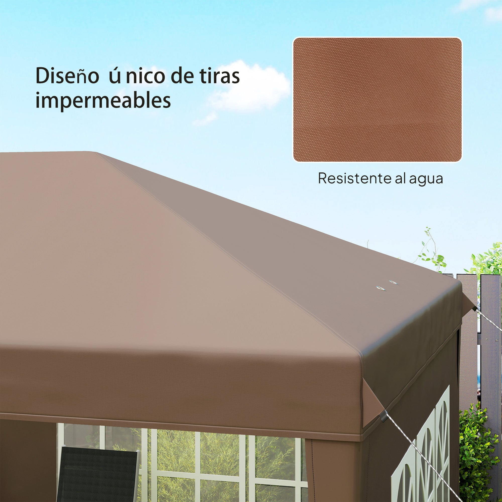 Outsunny Carpa Plegable 6x3 m, Pop-up, con 4 Laterales Desmontables, Cenador de Jardín con 4 Ventanas Visibles y Bolsa de Transporte, Impermeable, Anti-UV, Gazebo para Camping, Fiestas, Exterior, Café