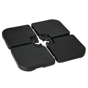 Outsunny Base para Sombrilla de 4 Piezas, Soporte para Parasol de HDPE Rellenable con Agua 59 kg o Arena 80 kg, para Jardín, Patio, Terraza, Negro