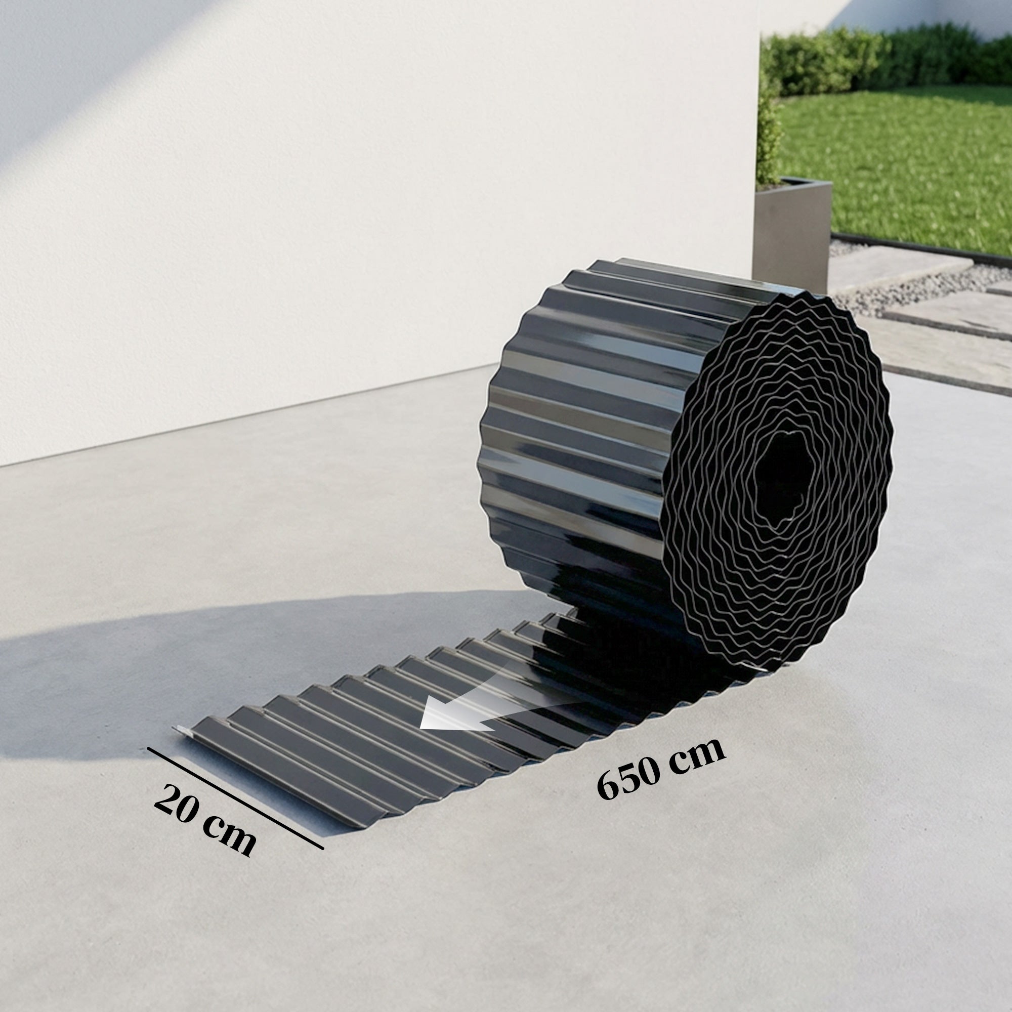 Outsunny Valla de Jardín Metálica, 650x20 cm, Valla de Jardín Exterior de Acero Galvanizado Corrugado Resistente, Fácil de Instalar, para Huerto, Patio, Terraza, Césped, Gris Oscuro