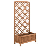 Outsunny Jardinera con Enrejado Jardinera con Celosía de Madera Macetero con Soporte para Trepadora Cultivos Plantas en Exterior Terraza Jardín Balcón 60x30x122,5 cm Natural