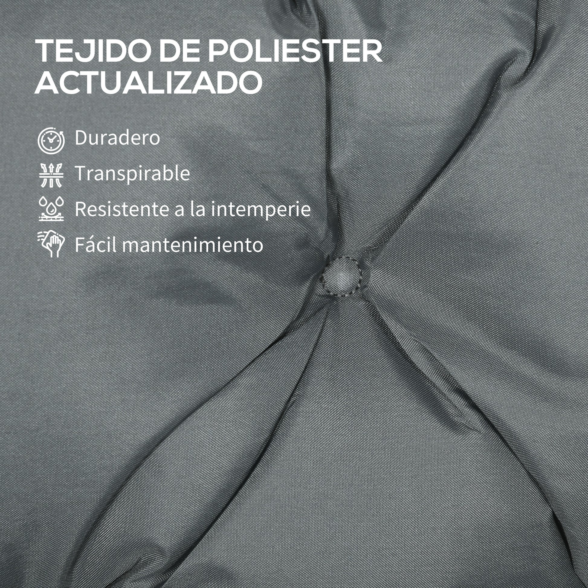 Outsunny Cojín para Banco con Respaldo 150x98x8 cm Colchón de Banco de 3 Plazas con 6 Cordones de Fijación para Jardín Terraza Balcón Exterior Gris