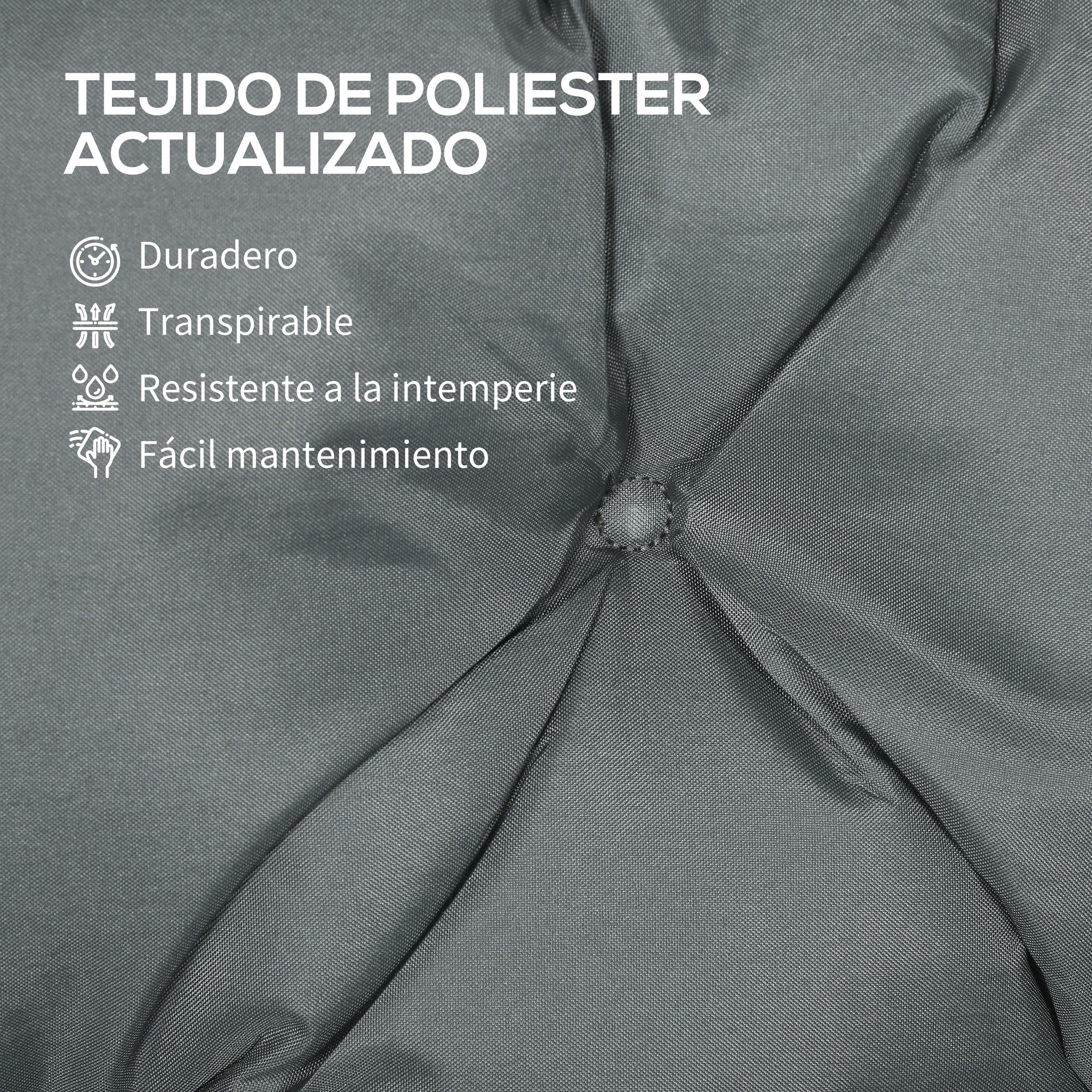 Outsunny Cojín para Banco con Respaldo 150x98x8 cm Colchón de Banco de 3 Plazas con 6 Cordones de Fijación para Jardín Terraza Balcón Exterior Gris