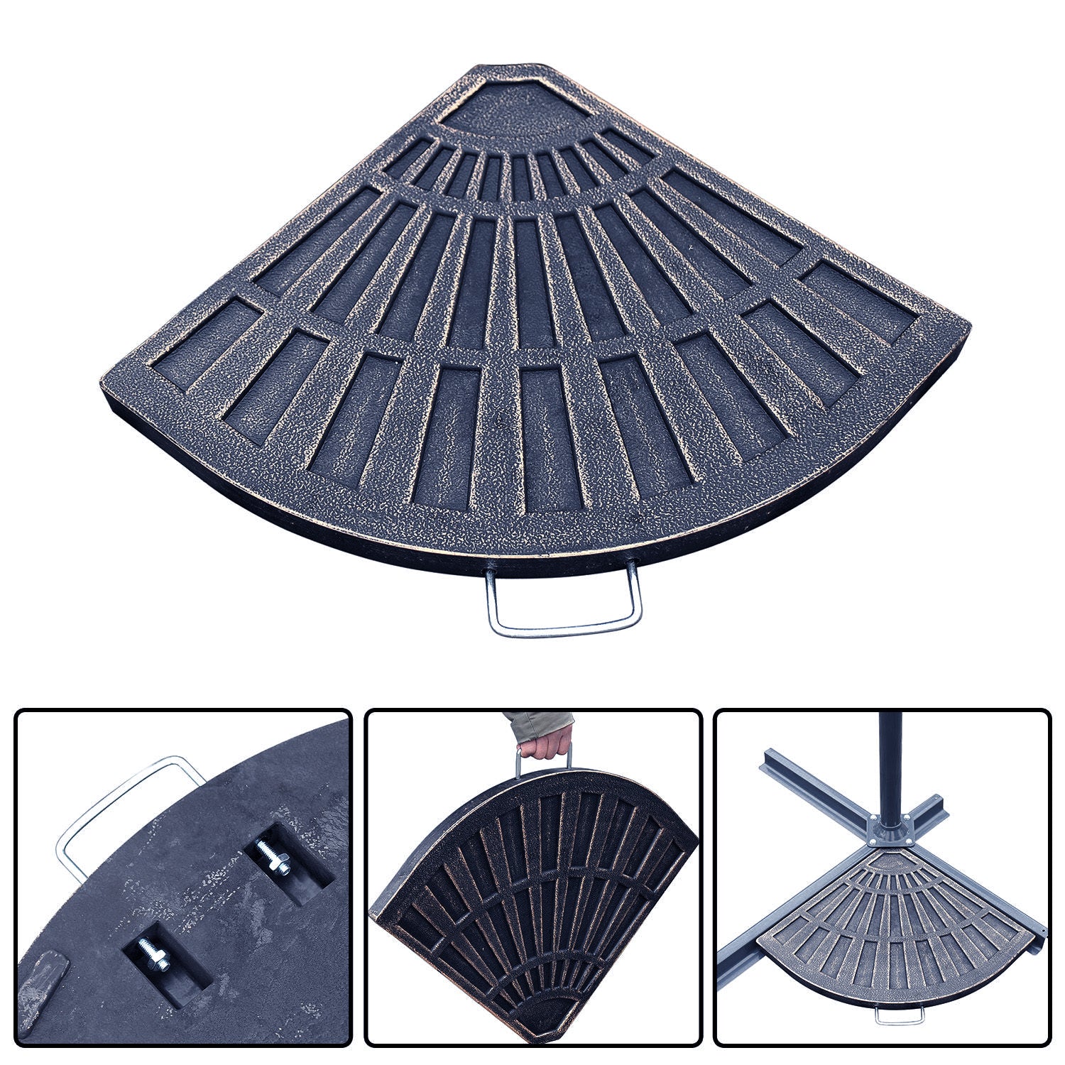 Outsunny Juego de 2 Piezas Base de Sombrilla Parasol Excéntrico Pies Soporte de Sombrilla Banana de Patio Jardín 66x47x4.2cm Resina