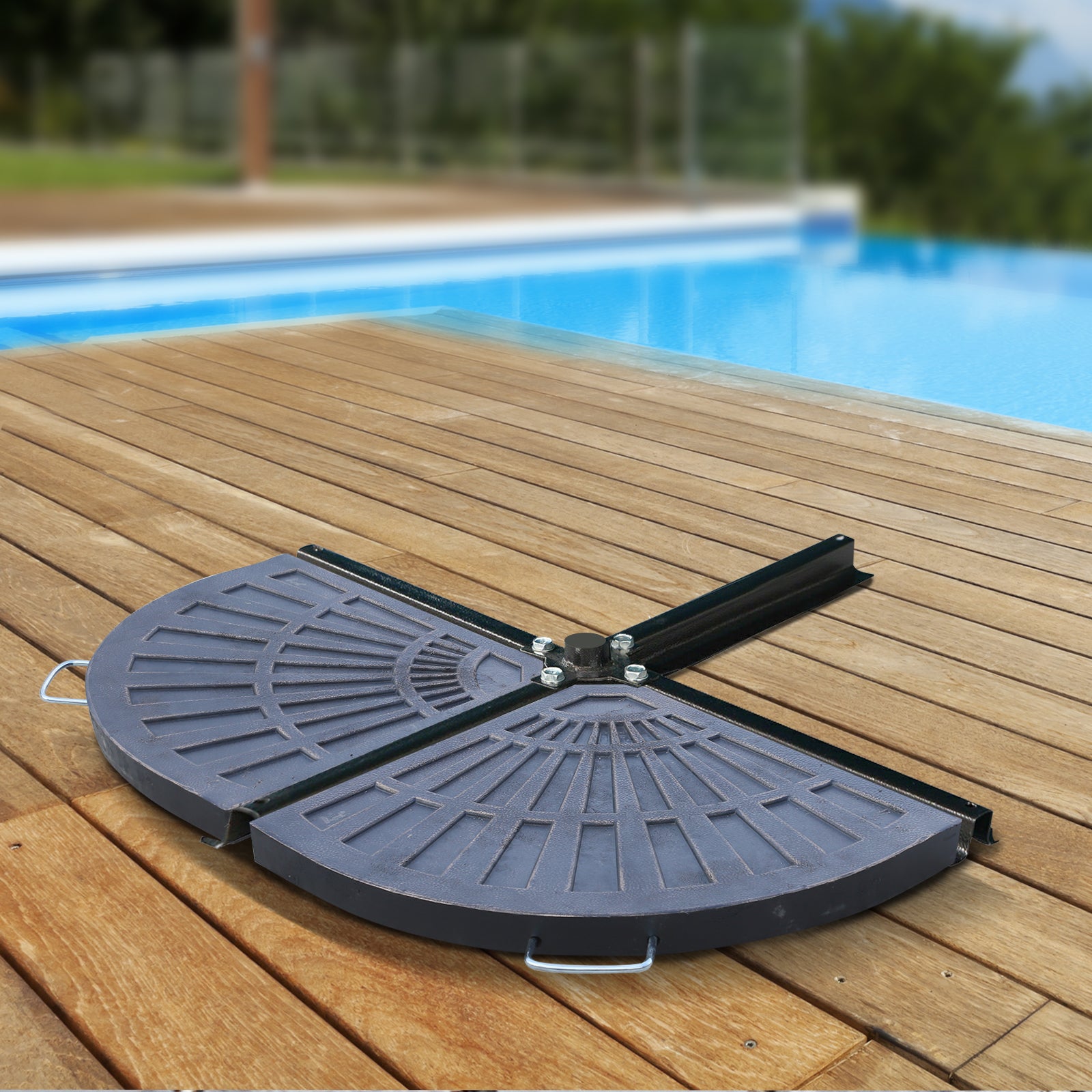 Outsunny Juego de 2 Piezas Base de Sombrilla Parasol Excéntrico Pies Soporte de Sombrilla Banana de Patio Jardín 66x47x4.2cm Resina