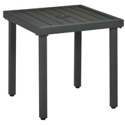 Outsunny Mesa de Jardín Cuadrada Mesa de Centro de Patio con Orificio para Sombrillas de Ø45 mm Mesa Auxiliar con Marco de Acero 51x51x51 cm Gris