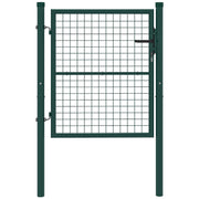Outsunny Puerta de Jardín 100x79 cm Puerta para Valla de Barra de Acero con Asa Cerradura y 3 Llaves para Exterior Patio Verde