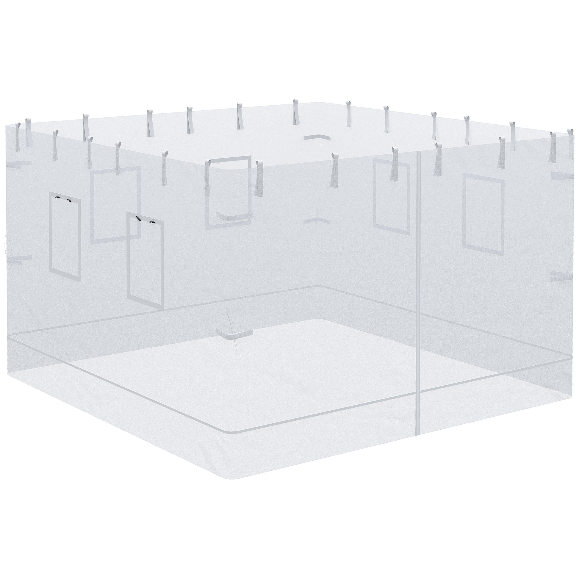 Outsunny 4 Paredes Laterales para Carpa 300x195 cm Mosquitera para Cenador con 6 Ventanas Enrollable Puerta con Cremallera y Bolsa de Transporte Adecuado para Carpa de 3x3 m Blanco