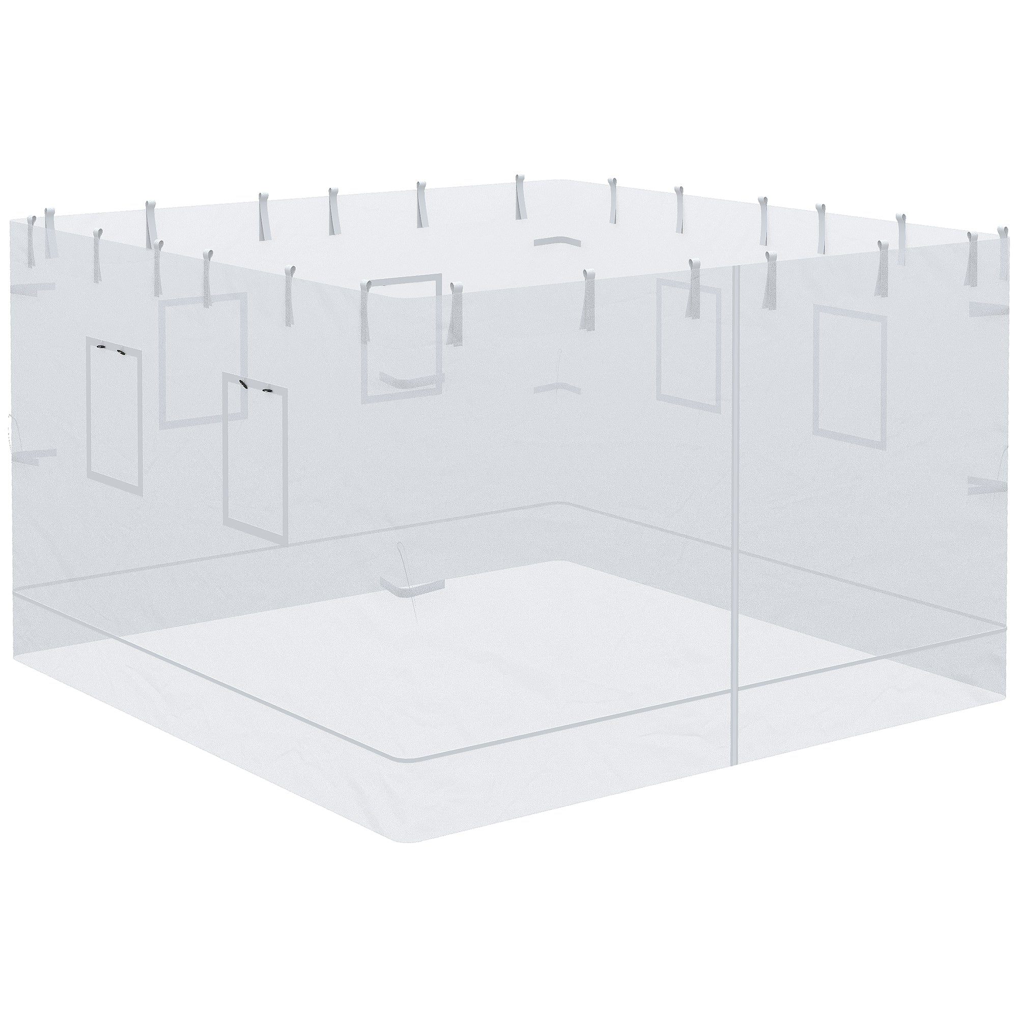 Outsunny 4 Paredes Laterales para Carpa 300x195 cm Mosquitera para Cenador con 6 Ventanas Enrollable Puerta con Cremallera y Bolsa de Transporte Adecuado para Carpa de 3x3 m Blanco