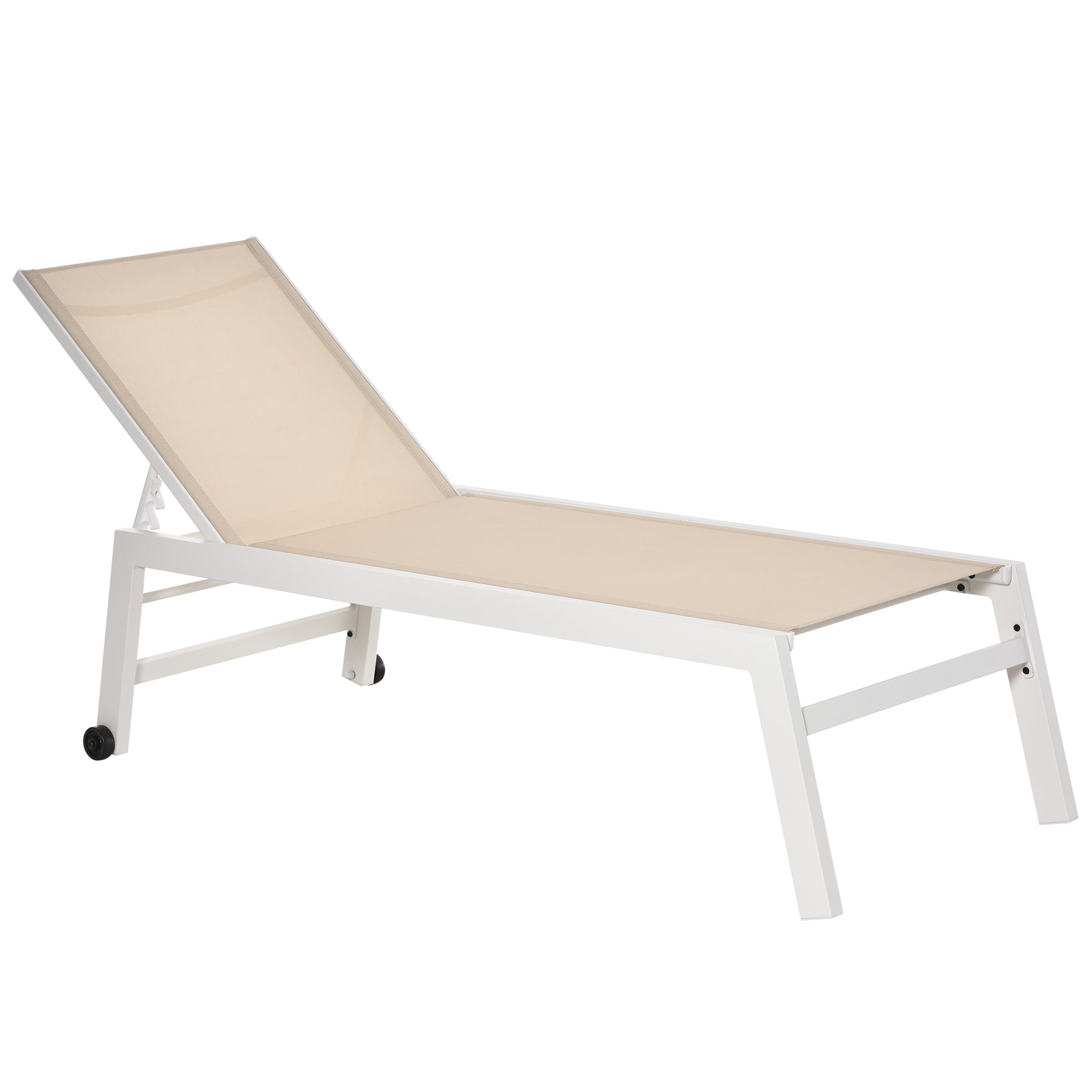 Outsunny Tumbona de Jardín de Aluminio Tumbona Exterior con Respaldo Reclinable en 5 Posiciones Carga 120 kg para Patio Terraza 169x65x102 cm Beige