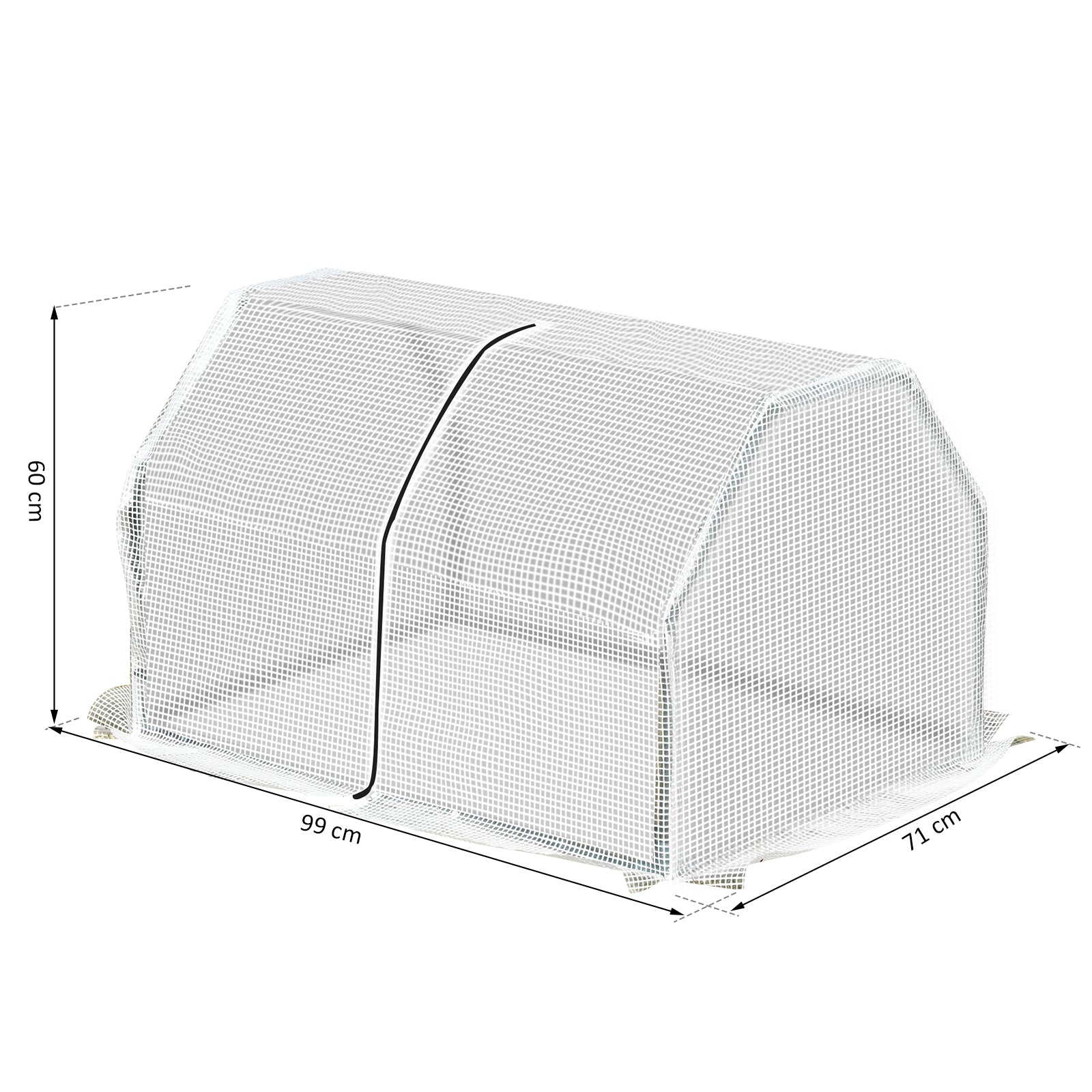 Outsunny Invernadero de Terraza 100x70x60 cm Vivero Casero Pequeño de Jardín con Cremallera para Cultivos Plantas Flores Marco de Acero Cubierta de PE Blanco