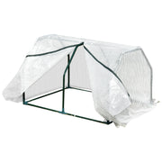 Outsunny Invernadero de Terraza 100x70x60 cm Vivero Casero Pequeño de Jardín con Cremallera para Cultivos Plantas Flores Marco de Acero Cubierta de PE Blanco