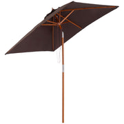 Outsunny Sombrilla Terraza Exterior 200x150 cm Sombrilla de Jardín Rectangular con Ángulo Ajustable Mástil de Madera y Manivela Parasol para Patio Terraza Café