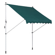 Outsunny Toldo Manual Retráctil 2x1,5 m Toldo Exterior Terraza Enrollable Altura Ajustable con Manivela 170-280 cm Sin Taladro para Balcón Jardín Verde