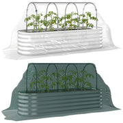 Outsunny Jardinera Exterior Grande con Cubierta de Invernadero y Malla, Huerto Urbano de Acero Galvanizado con Fondo Abierto, Resistente a la Intemperie, para Patio, Terraza, 200x60x103 cm, Plateado