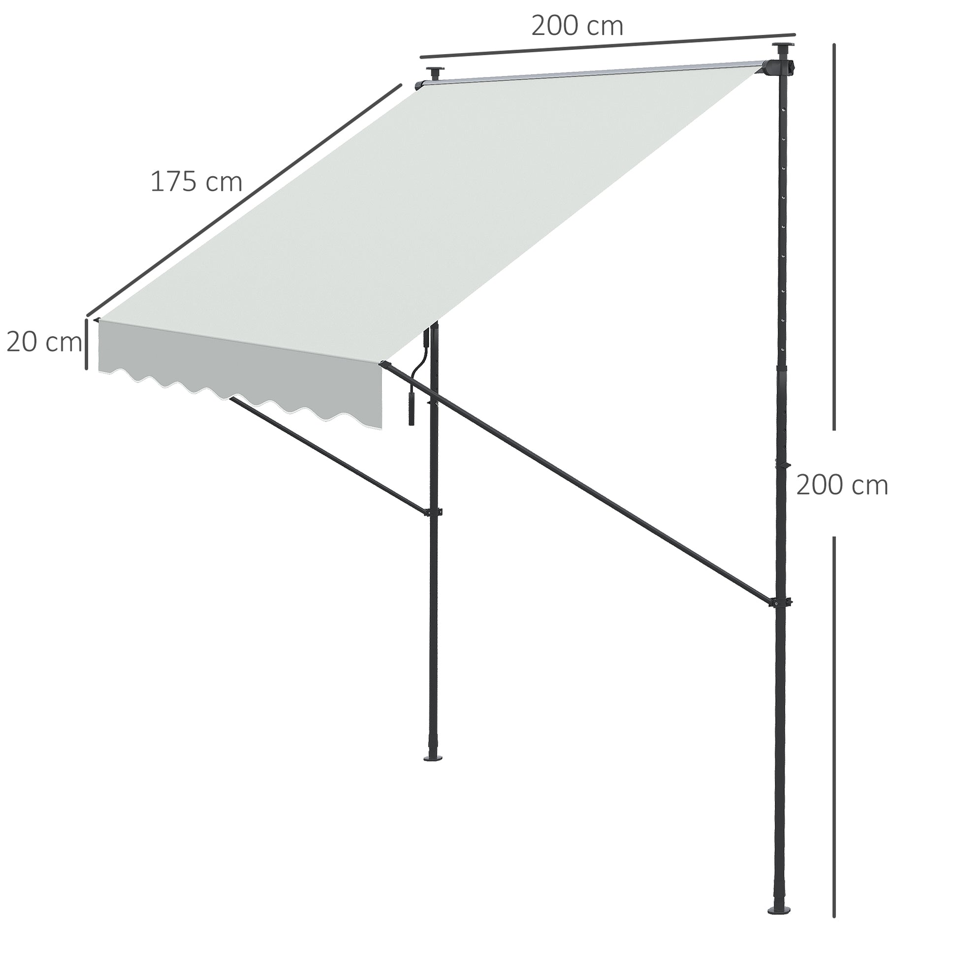Outsunny Toldo Manual Retráctil Toldo para Balcón con Altura Ajustable Manivela y Protección Solar para Terraza Jardín Crema