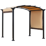 Outsunny Pérgola 3x2,5 m Cenador con Techo Retráctil para Jardín Patio Terraza Tela Poliéster Atornillados Resistente Protección de Rayos UV Beige