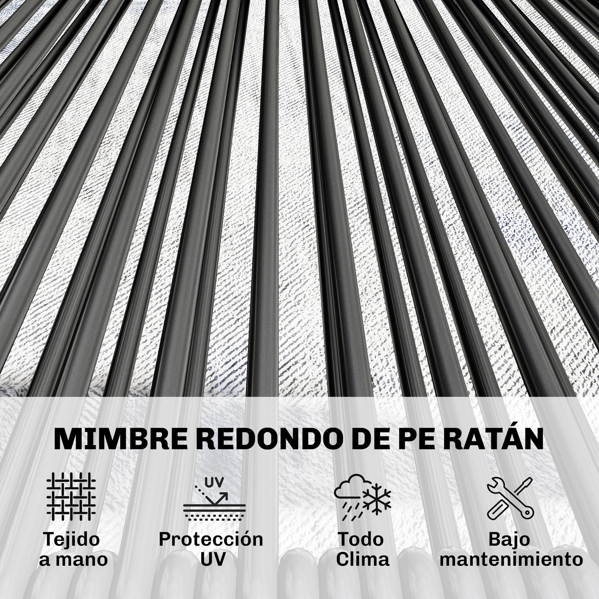 Outsunny Sofá Exterior de Ratán de 2 Plazas, Sofá de Jardín Exterior con Asiento y Respaldo Tejidos de Ratán PE, Estructura de Acero, Carga 240 kg, para Balcón, Porche, Patio, Negro