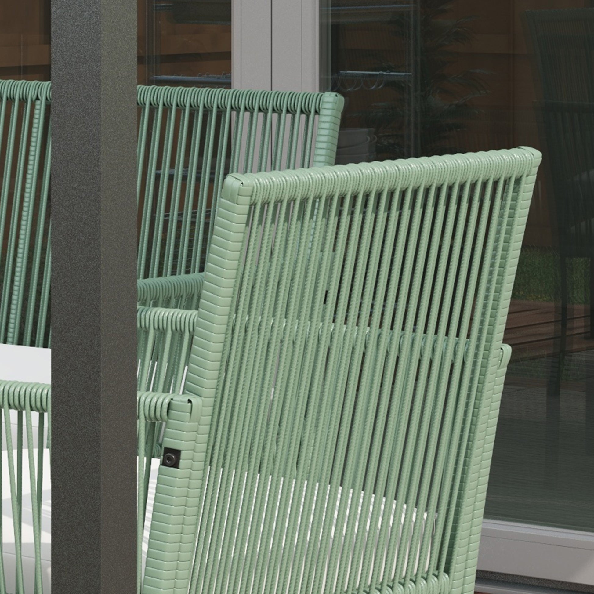Outsunny Conjunto Jardín Exterior de Ratán, Muebles Jardín Exterior para 4 Piezas, Muebles Terraza con 1 Sofá de 2 Plazas, 2 Sillones, Cojines y 1 Mesa de Tablero de Vidrio, para Patio, Verde Oscuro