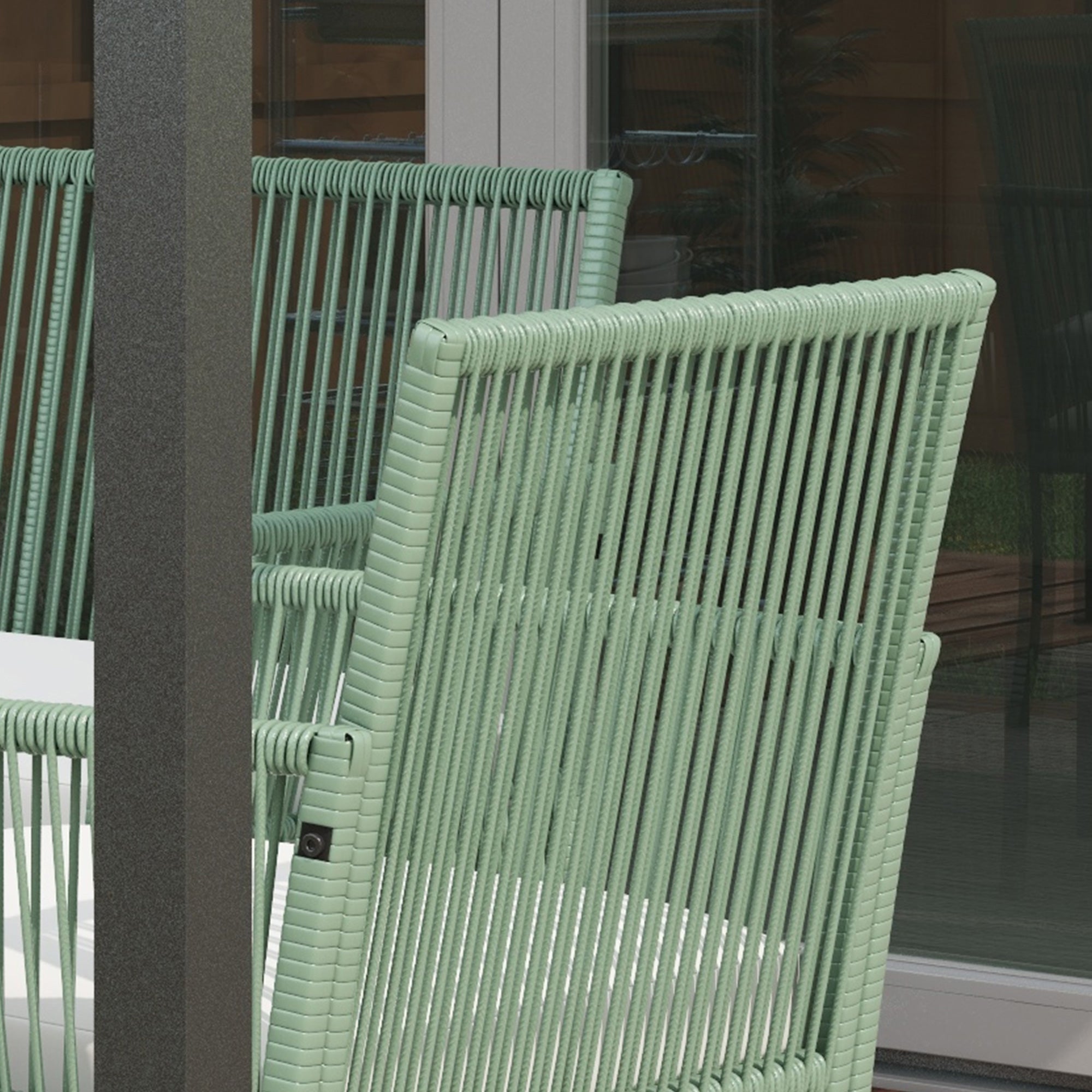 Outsunny Conjunto Jardín Exterior de Ratán, Muebles Jardín Exterior para 4 Piezas, Muebles Terraza con 1 Sofá de 2 Plazas, 2 Sillones, Cojines y 1 Mesa de Tablero de Vidrio, para Patio, Verde Oscuro