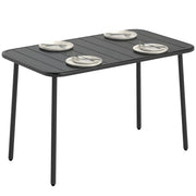 Outsunny Mesa de Comedor de Jardín Rectangular, 120x70x72 cm, Mesa de Terraza Exterior de Acero con Tablero con Listones, para 4 Personas, Carga 50 kg, para Patio, Balcón, Gris
