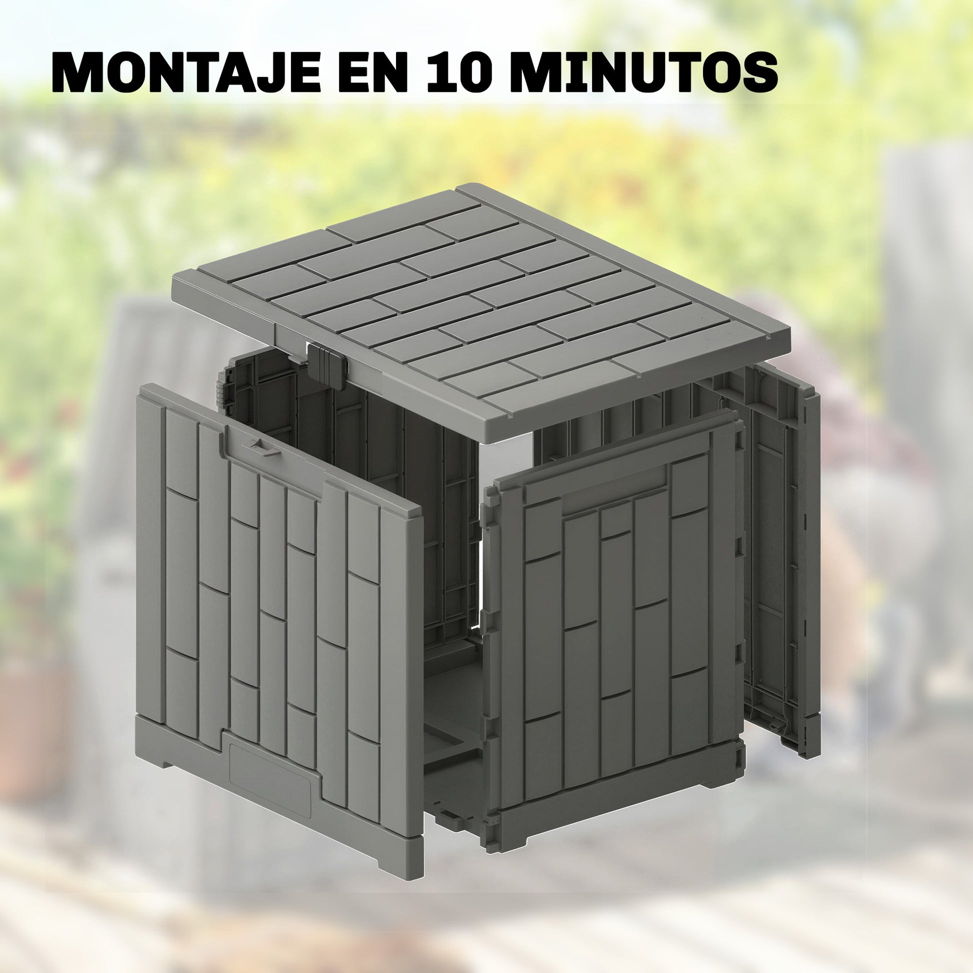 Outsunny Arcón Exterior Capacidad 114L, Baúl de Almacenaje Exterior de Resina Resistente al Agua y a los Rayos UV, con Cerradura para Jardín, Terraza, Patio, 56x44x54 cm, Gris