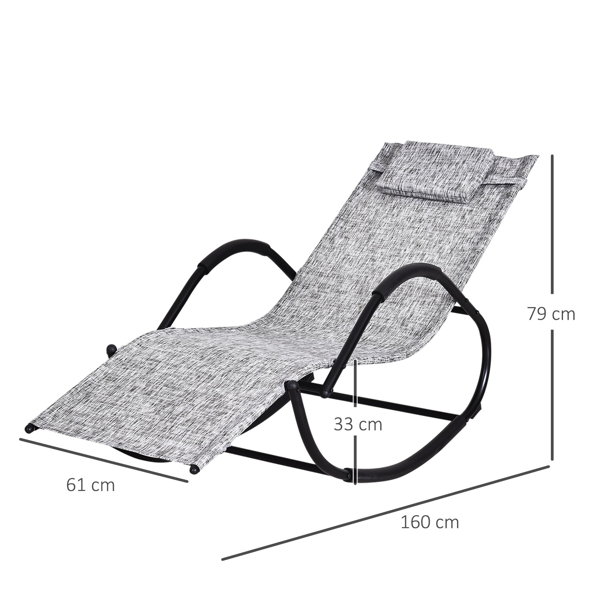 Outsunny Mecedora para Exterior Tumbona con Reposabrazos y Función Balancín para Terraza 160x61x79 cm Gris