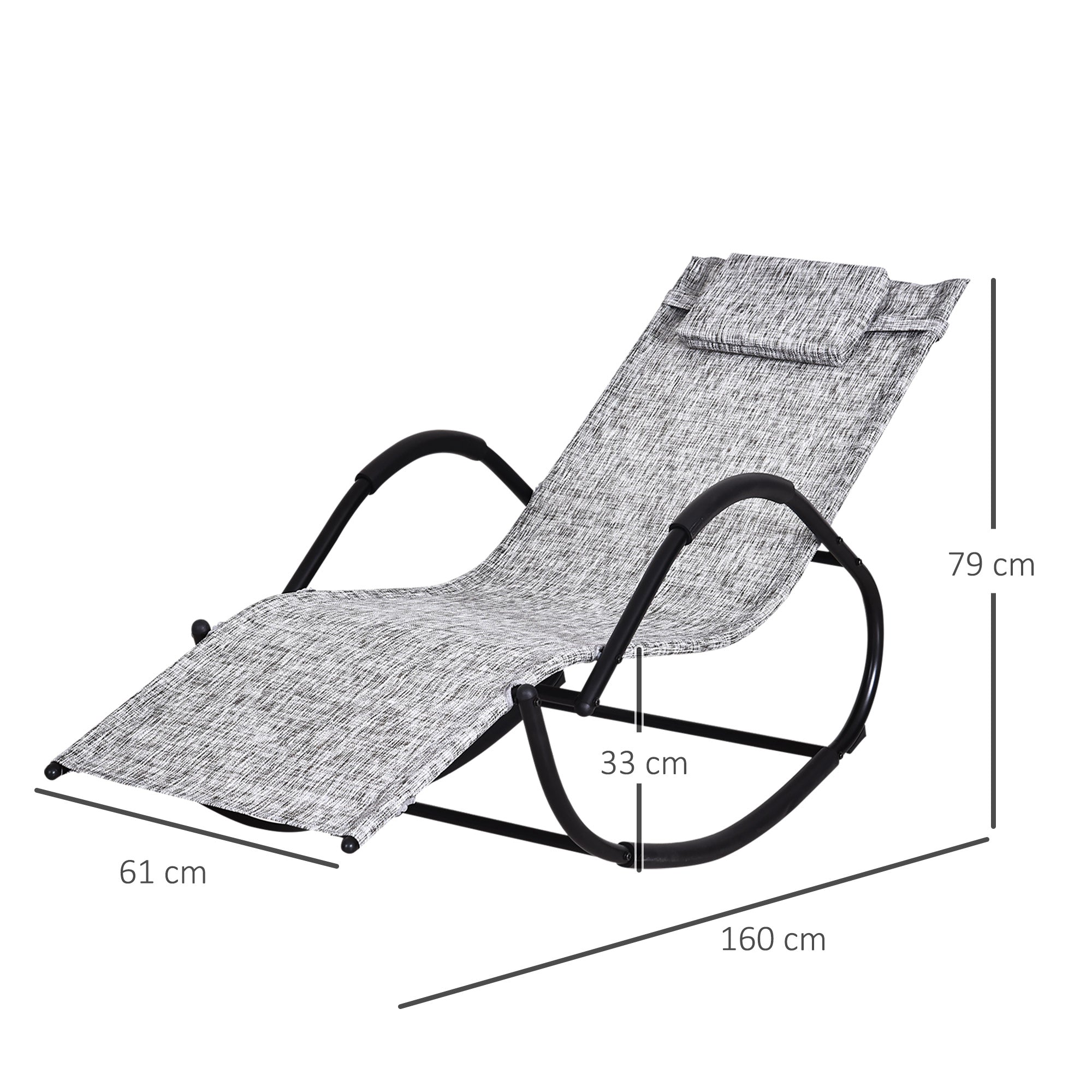 Outsunny Mecedora para Exterior Tumbona con Reposabrazos y Función Balancín para Terraza 160x61x79 cm Gris