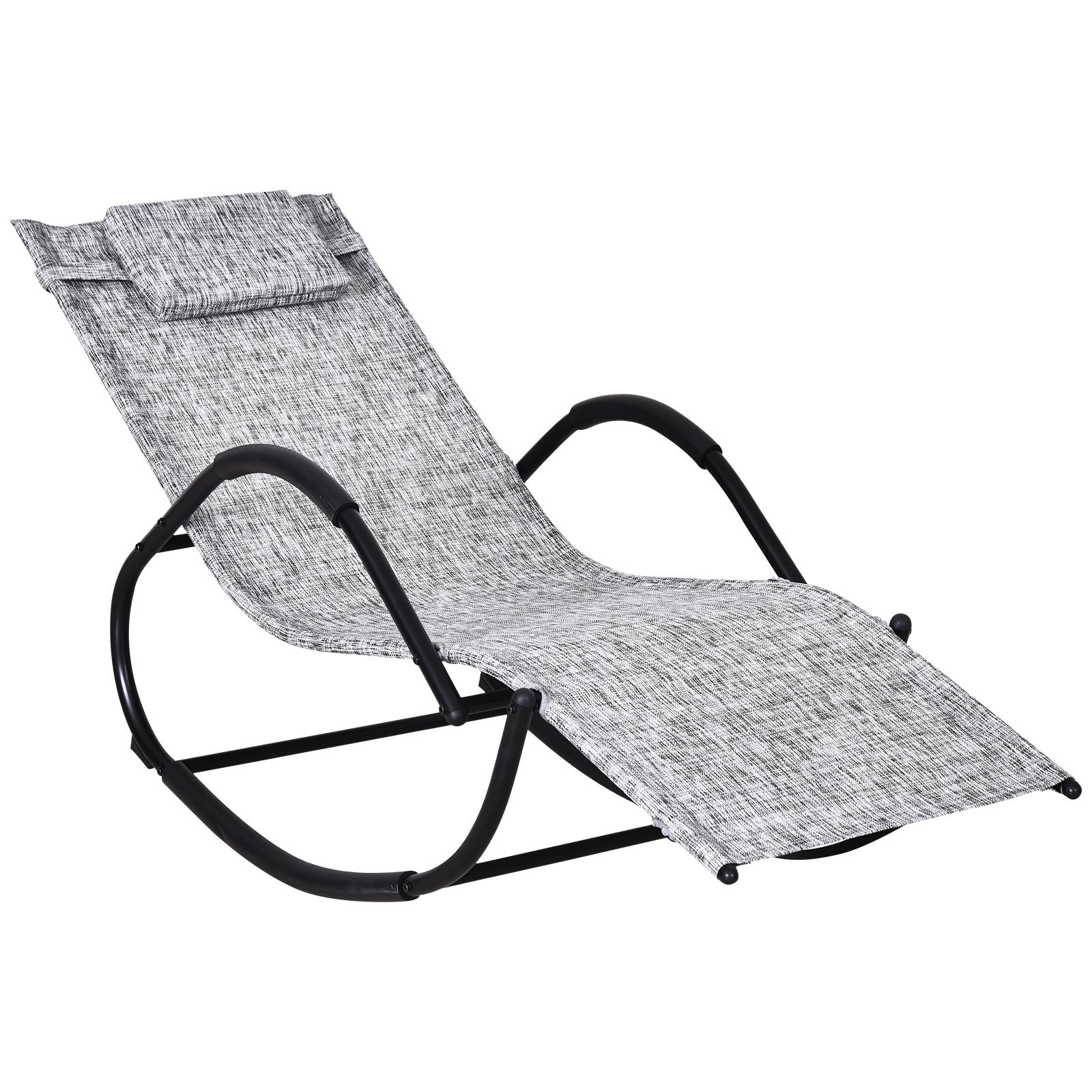 Outsunny Mecedora para Exterior Tumbona con Reposabrazos y Función Balancín para Terraza 160x61x79 cm Gris