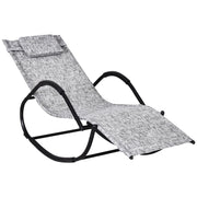 Outsunny Mecedora para Exterior Tumbona con Reposabrazos y Función Balancín para Terraza 160x61x79 cm Gris