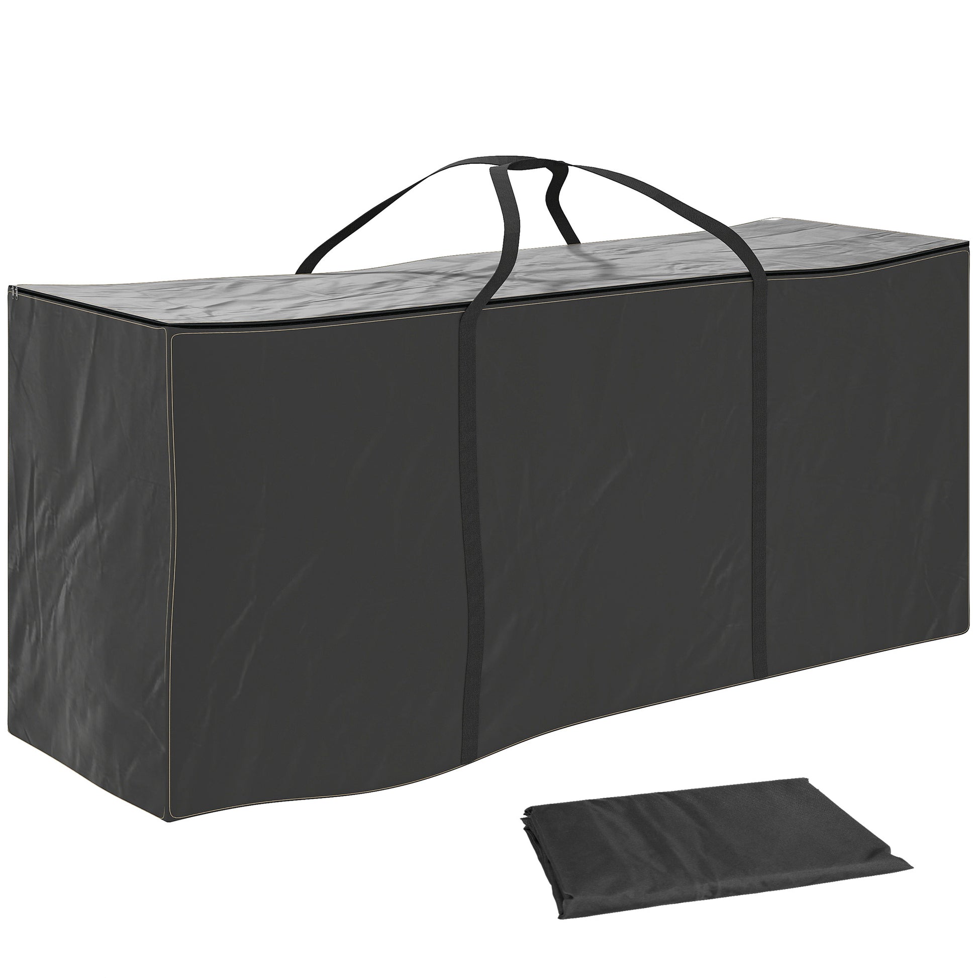 Outsunny Bolsa de Almacenamiento para Cojines de Jardín Impermeable, Bolsa de Almacenamiento para Árbol de Navidad, Oxford 600D Resistente con Asas, Funda de Cojines para Exterior, 175x55x75 cm, Negro
